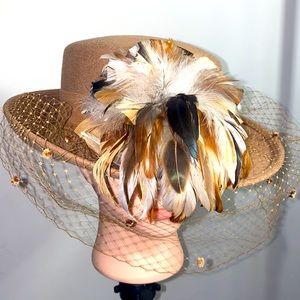 Deborah New York Vintage Feathered Wool Hat